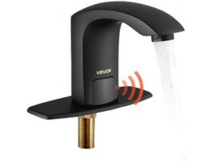 VEVOR berührungsloser Waschtischhahn (Mattschwarz) Badezimmer, automatische Waschtischarmatur, freihändig einstellbarer Sensorhahn (kalt/warm), batteriebetriebener Wasserhahn Toilettenhahn