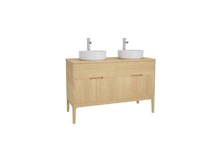 Ensemble meuble double vasque 120cm + vasque + robinet