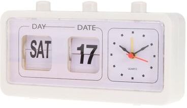 Uplift Picks Retro Flip Calendar Clock With Day Date Display And Silent Movement white