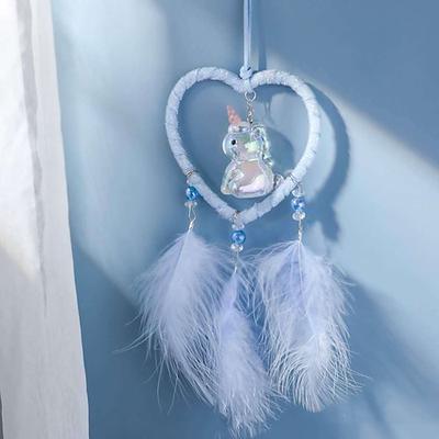 Boho Traumfänger handgemachtes Geschenk Wandbehang Dekor Kunst Ornament Handwerk Herz Einhorn Feder für Kinder Schlafzimmer Hochzeitsfest