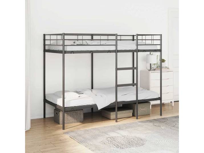 vidaXL Etagenbett, Etagenbett ohne Matratze Schwarz 90x190 cm Stahl