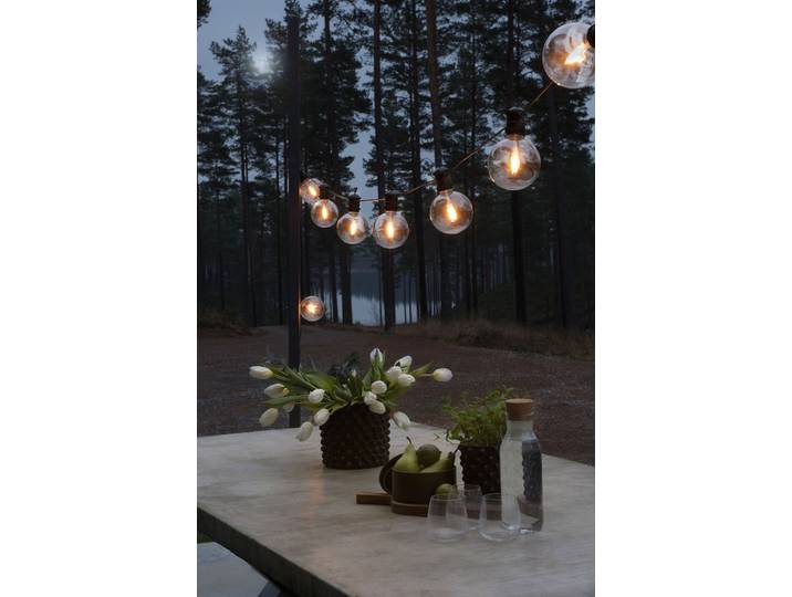 KONSTSMIDE LED-Lichterkette, Energieeffizienz: F, schwarz, Dioden 10 Stk. Flammen 10 Stk., Gesamtlänge 20m, Lichterketten, LED globe Biergartenkette System Basis-Set, retro Design, LED-Lichterkette