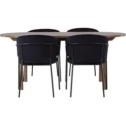 Ebuy24, Essgruppe, Andy Essgruppe Esstisch Natur 4 Stühle Velours schwarz. (MDF)