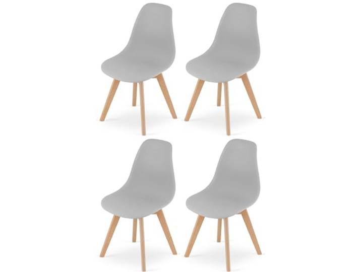 NMK HOME Esszimmerstühle 4er Set Ergonomisch Grau 4 Stück Kunststoff, vielseitiges Design, für Essbereich Büro, stabil