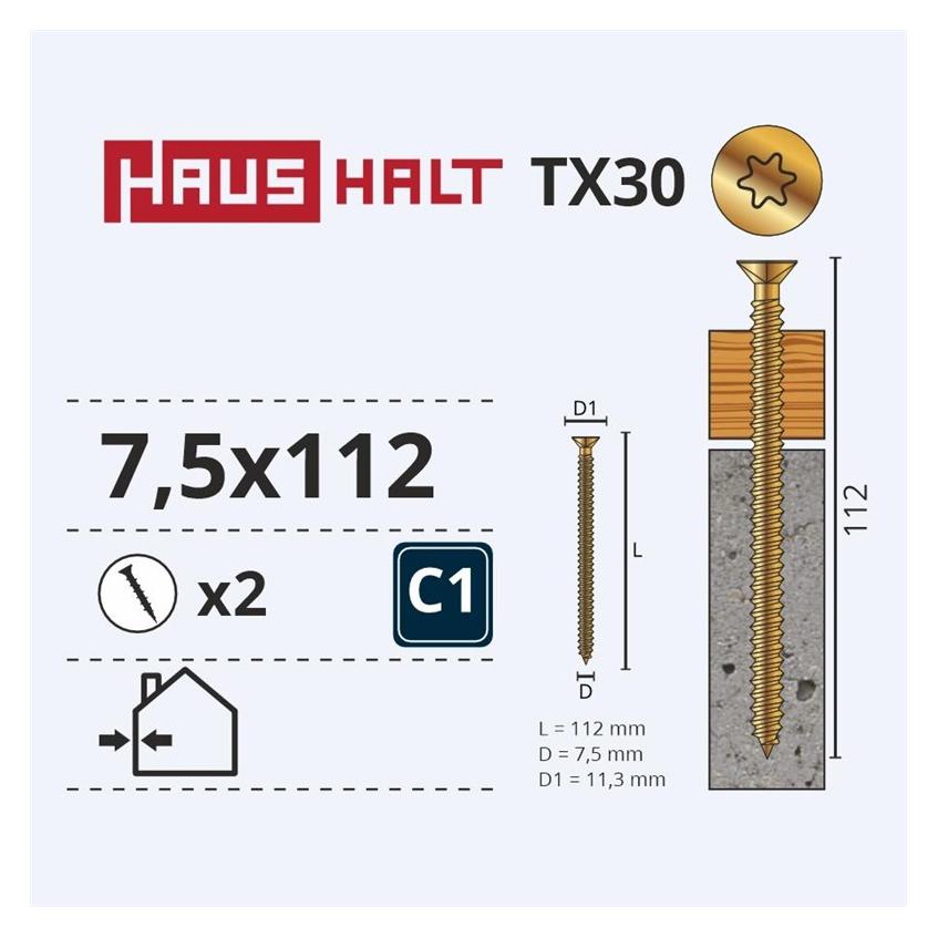 Haushalt WINDOWS FRAME SCREW 7.5X112 2PCS (2 Schrauben pro Stück) (33047512)