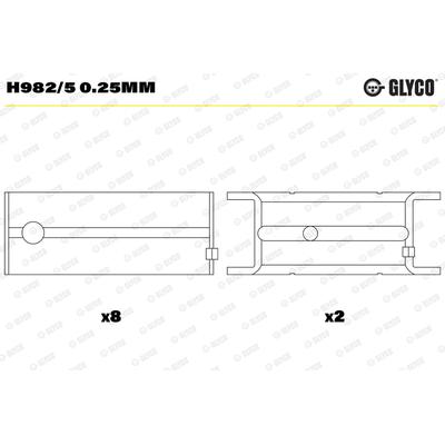 GLYCO Kurbelwellenlager H982/5 0.25mm für Opel