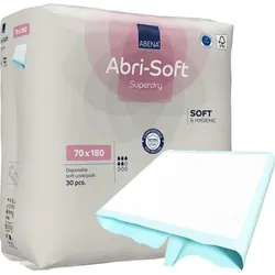 Bettunterlagen Abena Abri-Soft Superdry Blau 80 x 180 cm Pack mit 30 Stück Superdry, geeignet bei Inkontinenz