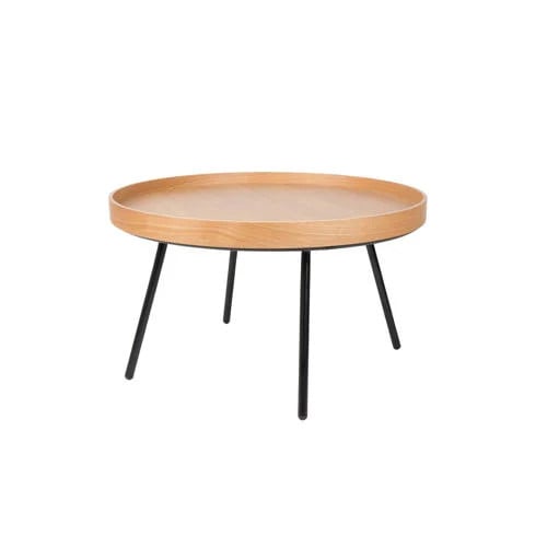 Zuiver Oak Tray Ronde Salontafel Eikenhout Bruin - Diameter: 78 cm, Hoogte: 45 cm