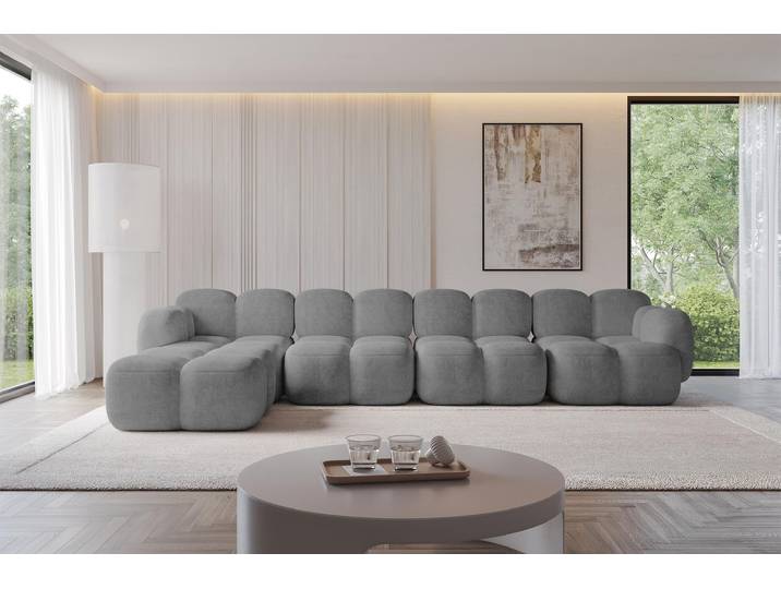 ALTDECOR Ecksofa - Miko-L3 - 390x205x75 - Grau Corner Sofa Eckcouch Couch L-Form, links/rechts angeordnet