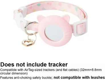 Inspire Picks Track Paw AirTag Cat Collar Adjustable Breakaway Pet Tracker Collar With Secure AirTag Holder pink No Tracker adjustable (22 35cm)