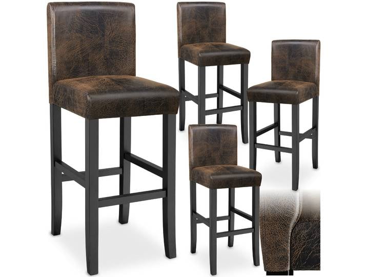 Barhocker aus Kunstleder - antikbraun, 4er Set