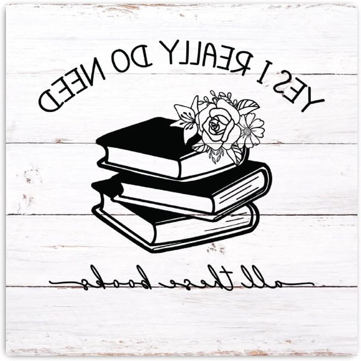Houten Wandbord Boekenliefhebber Decoratie met Typografie - 20 x 20 cm