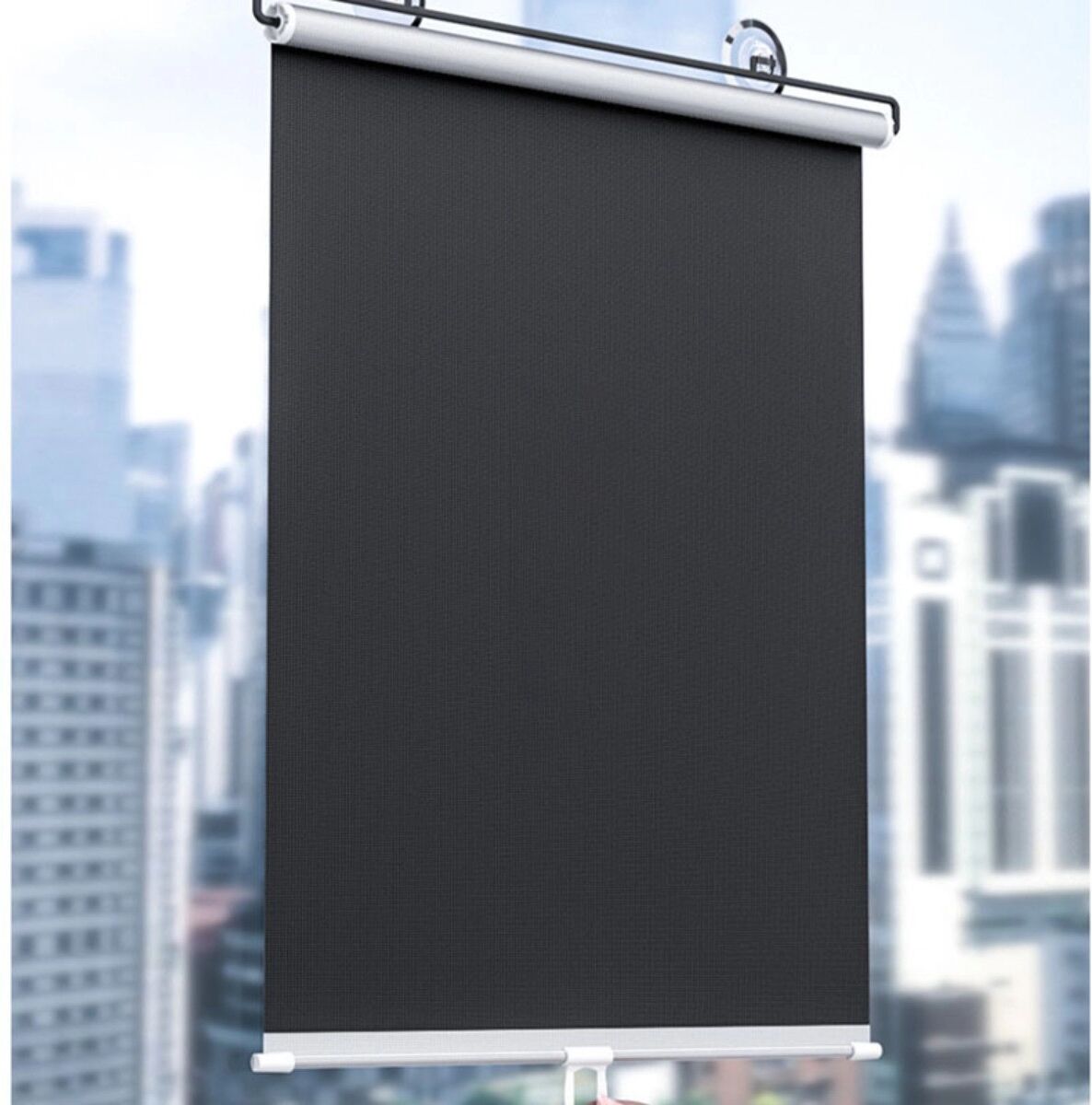 INF Ohne-Bohren Saugnapf-Rollo 58x125cm - Schwarz, 99% Abdunkelung, Aufrollbares PVC mit Metallstab