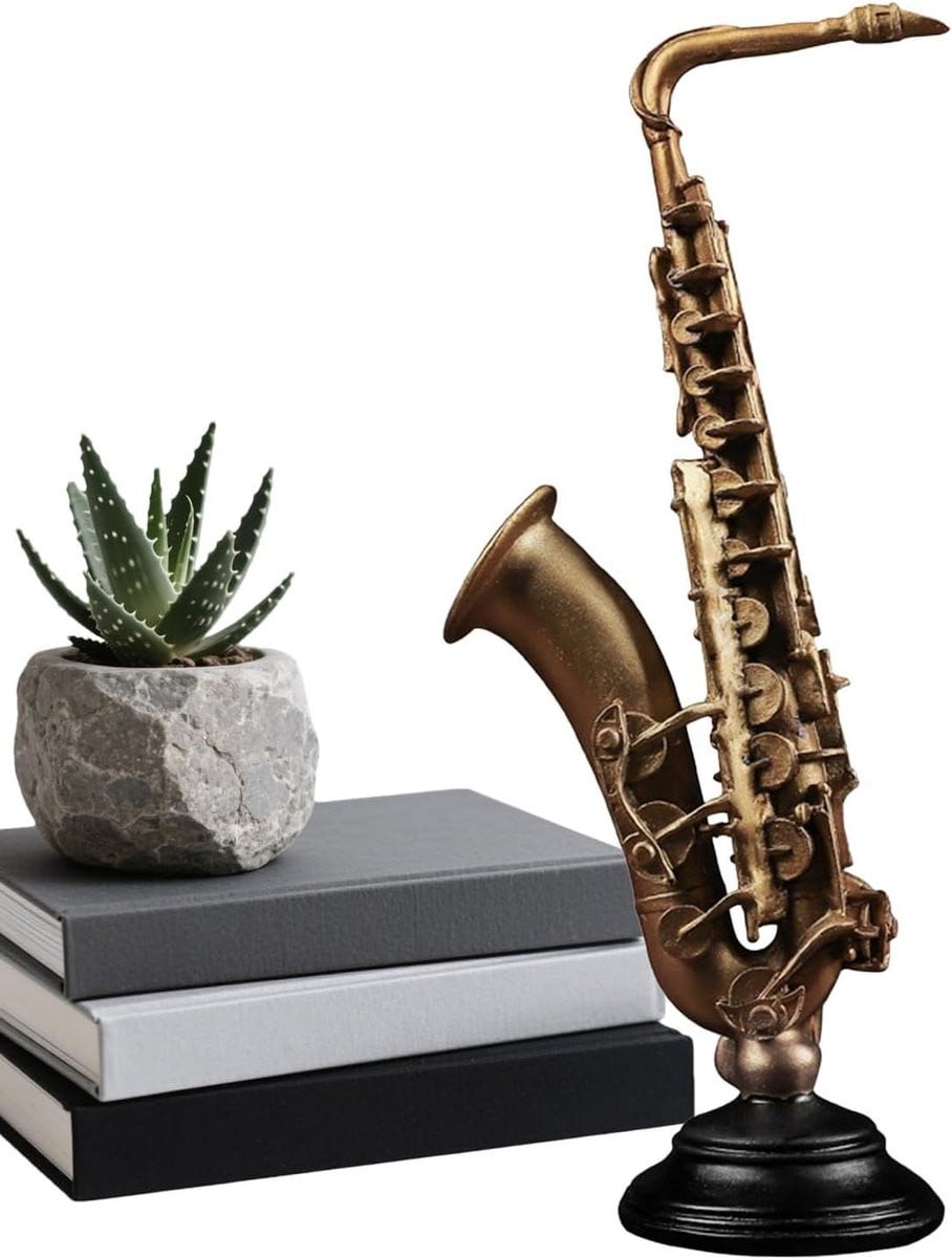 Gouden Miniatuur Instrument Beeldjes voor Tafeldecoratie, Hoogte: 37 cm