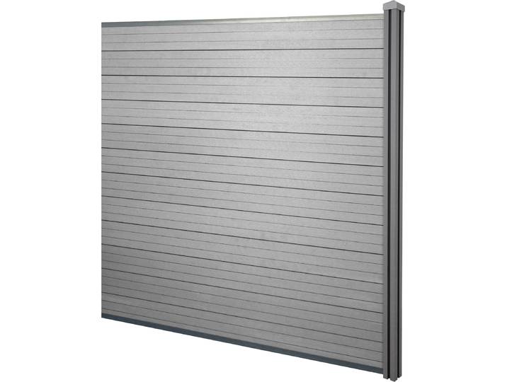 WPC-Sichtschutz Sarthe, Windschutz Zaun, WPC-Pfosten Erweiterungselement, 1,88m grau
