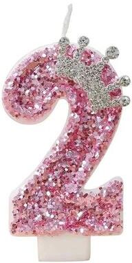 Uplift Treasures Pink Princess Crown Numeral Birthday Candle 2