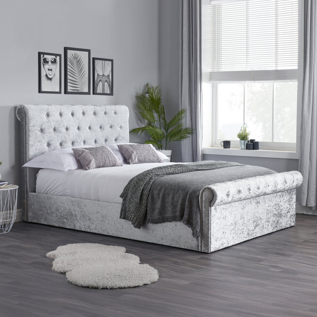 Mercer41 Bergeson Upholstered Ottoman Bed Steel King Size (5')