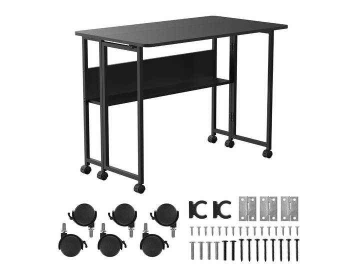 Maclean Table pliante noire plateau mobile 100x58cm max. 50kg MC-126 B