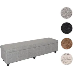 Aufbewahrungs-Truhe Kriens XXL, Sitzbank Bank, Stoff/Textil, 45x180x45cm ~ grau