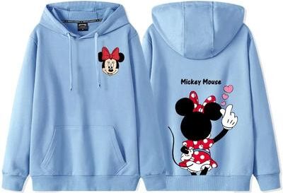 Inspired Living Donald & Daisy Cozy Couple Hoodie Disney Cartoon Fleece Sweatshirt For Women blue a s