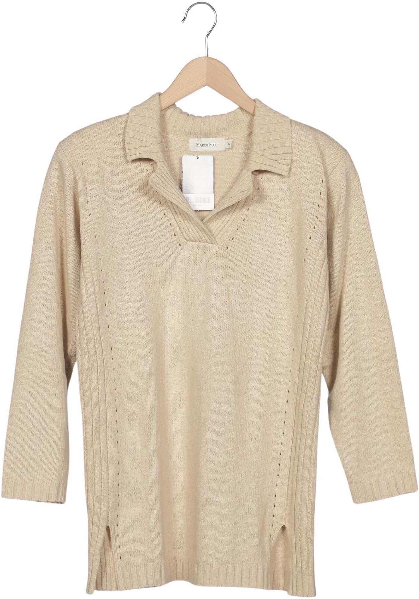 Marco Pecci Damen Pullover, Beige, Gr. S, Synthetik - Second Hand