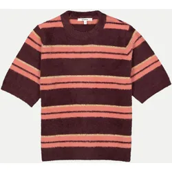 Kurzarmpullover mit Streifen Mehrfarbig S