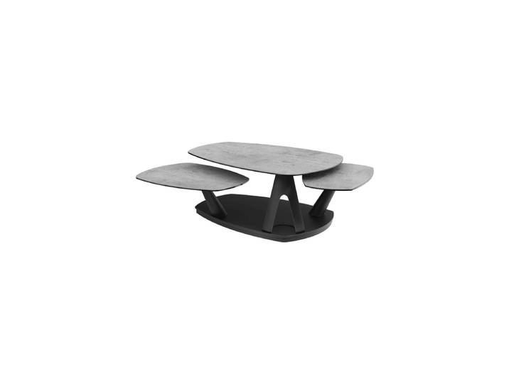 Ausziehbarer, flexibler Design Keramik Couchtisch „Opus“ Keramik Silver Akante Design