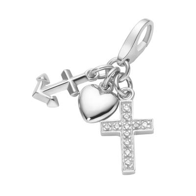 Charm-Einhänger "Glaube Liebe Hoffnung, Silber 925", silber, GIORGIO MARTELLO MILANO, Charms, Damen, Silber 925 (Sterlingsilber)