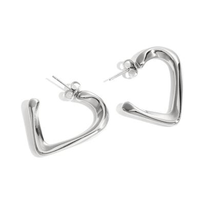 Paar Creolen ADELIA´S "Ohrringe Creolen in Herzform aus Edelstahl – 1 Paar", Damen, Gr. Damen, silber (silberfarben), Ohrringe, Modisch gestaltete Modeschmuck-Creolen in Herzform