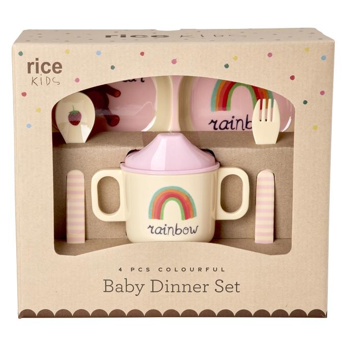 Rice - Melamine Baby Dinner Set - Pink - 4 pcs (BABOX-4ZABCI)