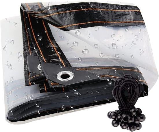 Transparant waterdicht afdekzeil van plastic, 2 x 2 m