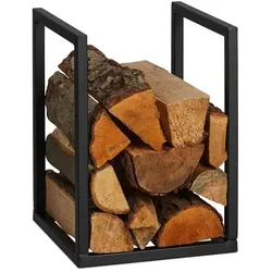 Relaxdays Schwarzes Kaminholzregal aus Metall Schwarz
