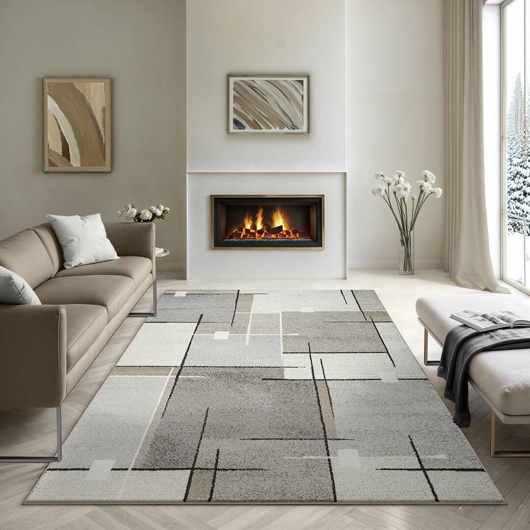 17 Stories Rectangle Area Rug Beige Rectangle 200 x 280 cm