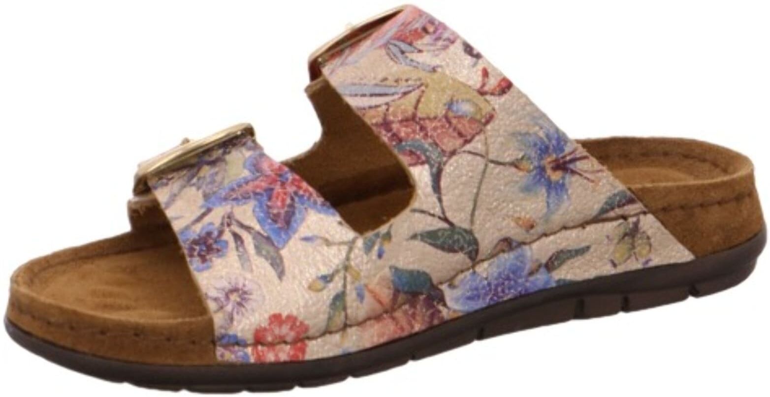 Pantolette ROHDE "Rohde Pantoletten Leder", Damen, Gr. 37, Leder, bunt (mehrfarbig), Schuhe Pantolette