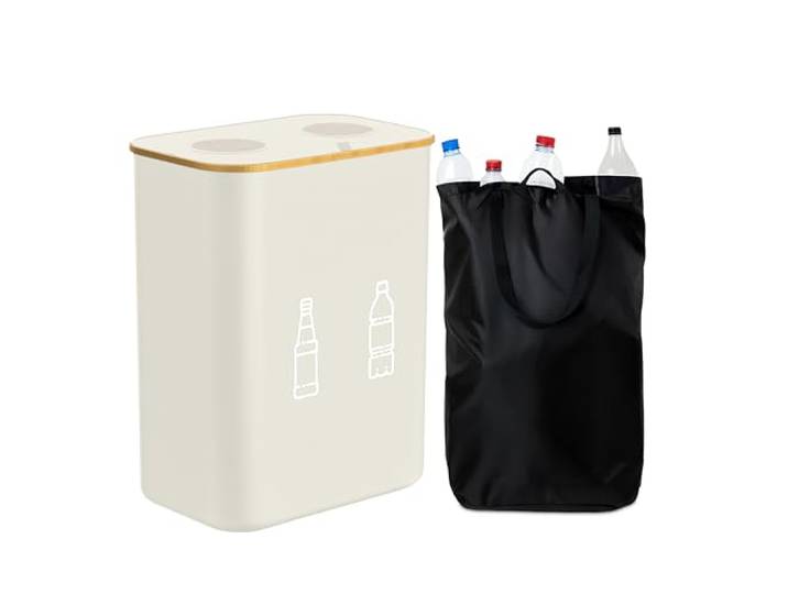 Relaxdays Pfandflaschen Sammelbehälter 160l, 2 Beutel, beige