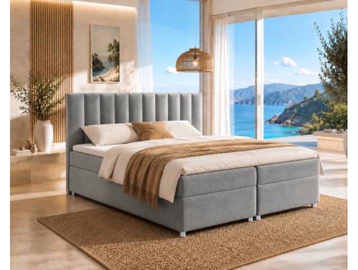 Best for Home Boxspringbett mit Bettkasten Trinity K-10 Bonellfederkern inkl. Topper 160x200 Grau
