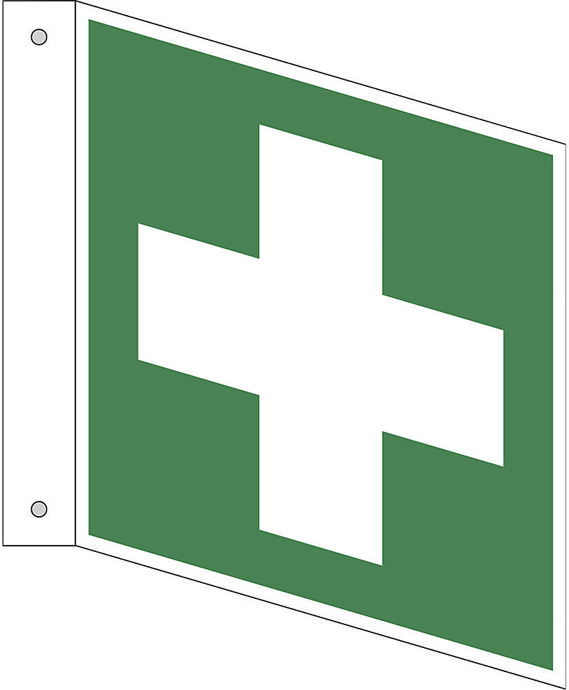 kaiserkraft Rettungszeichen, Erste Hilfe, VE 10 Stk, Aluminium, Fahnenschild, 150 x 150 mm