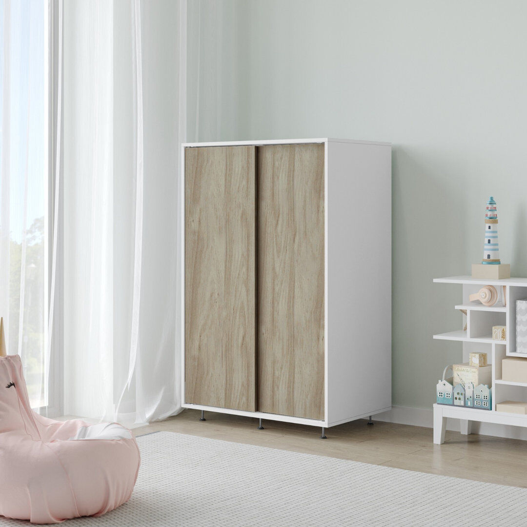 Isabelle & Max Engineered Wood Wardrobe White/Oak 80cm W X 51.5cm D