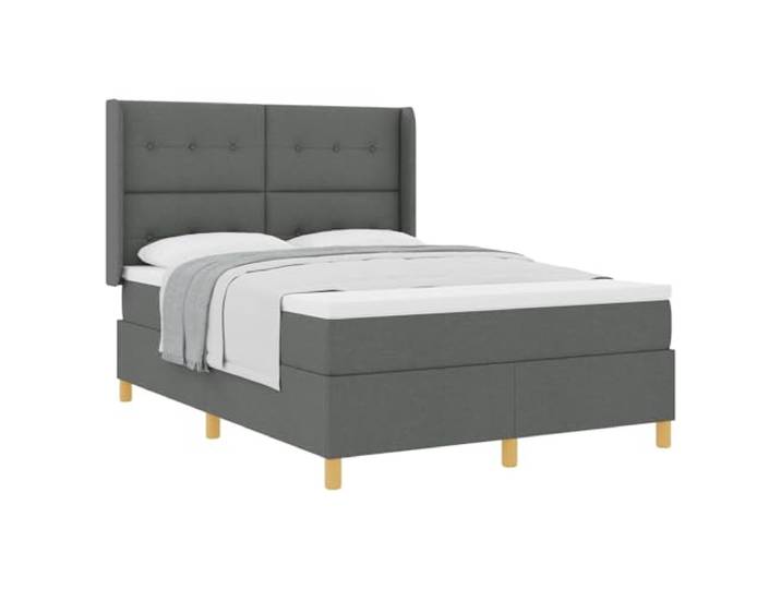 PUGYNBK Boxspringbett, 140 x 200 cm, Dunkelgrau Verstellbares Kopfteil, Federkernmatratze, goldene Beine, Holzrahmen