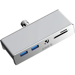 Orico MH5PMM Clamp-mounted Hub (USB-C, 6 Ports), Dockingstation + USB Hub, Grau, Silber