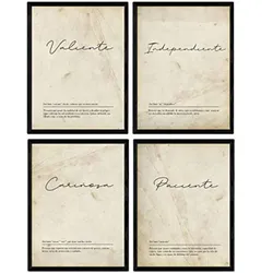 POSTER Set mit 4 Wortdefinitionen für Paare Mädchen Nordic Weißen A3 Schwarzer Rahmen