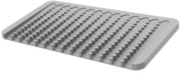 Inspired Living Sloped Silicone Dish Drying Mat, Drip Free Kitchen Counter Drying Pad, Heat Resistant & Non Slip Drain Mat gray