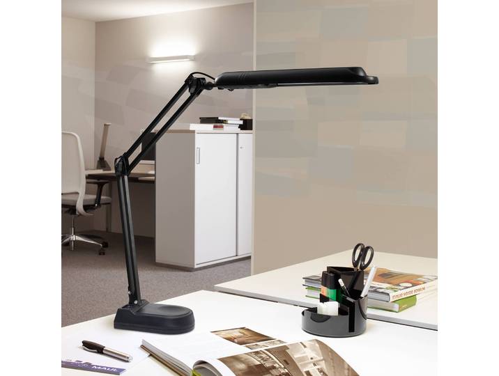 Maul LED Tischleuchtelampe MAULatlantic, schwarz, für Arbeitszimmer / Büro, Metall, Modern