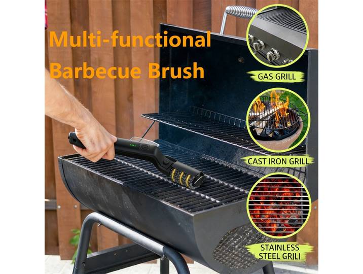 Brosse de nettoyage de gril rotative électrique, 3 vitesses réglables, 2600mAh, sans fil, Rechargeable, outil de brosse de nettoyage pour barbecue en plein air