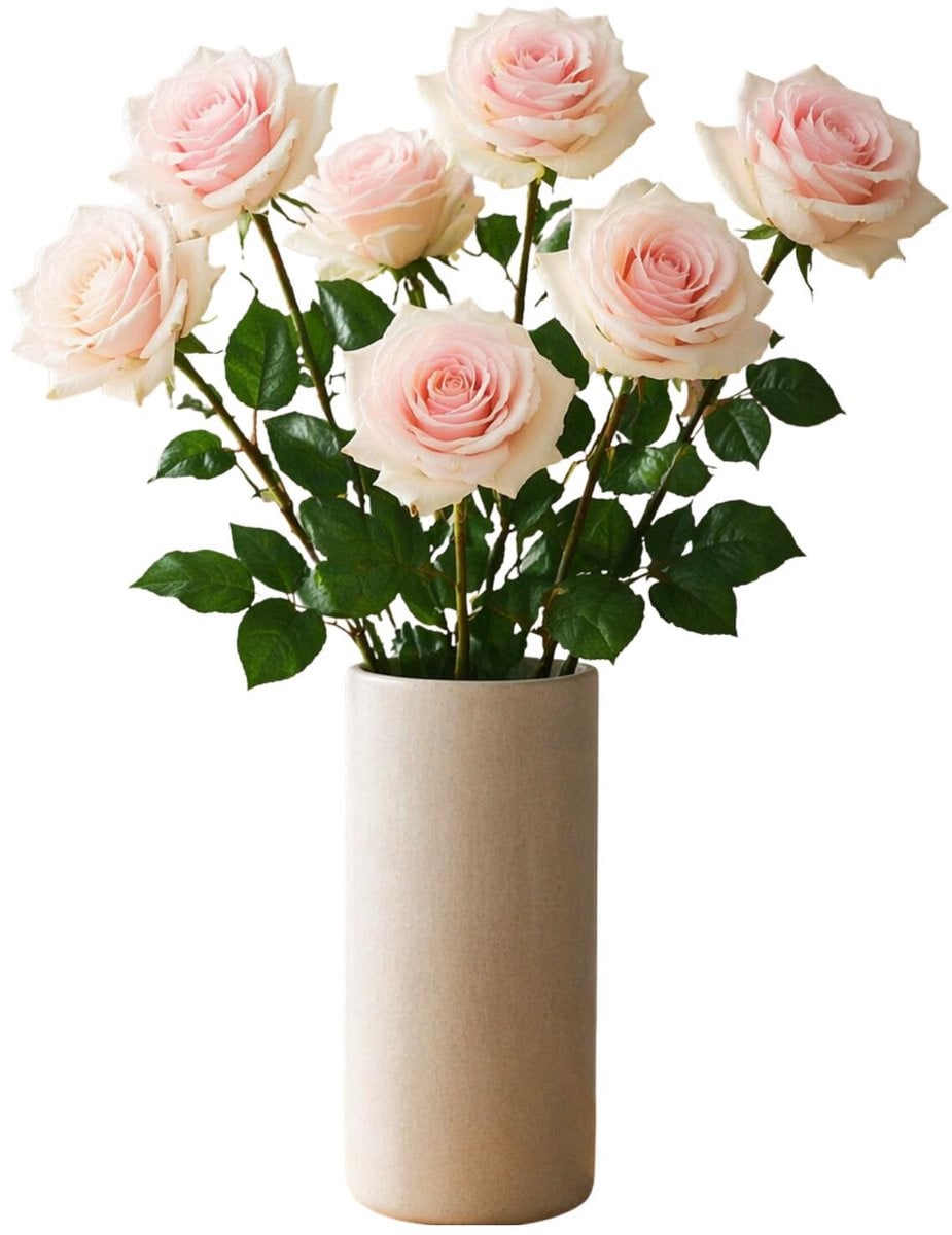 Mica Decorations Kunstbloemen Roos Amore - Lichtroze zijdebloemen boeket - Hoogte: 66 cm