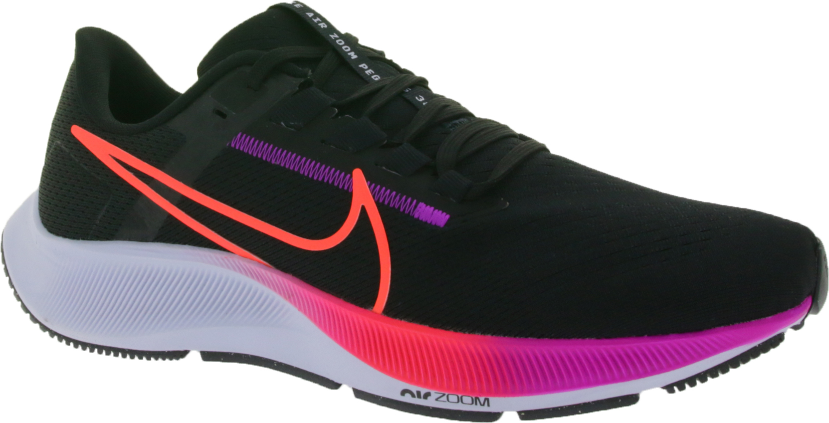 NIKE Air Zoom Pegasus 38 Herren Lauf-Schuhe mit React-Schaumstoff Sneaker CW7356-011 Schwarz/Violett, Größe:40 1/2