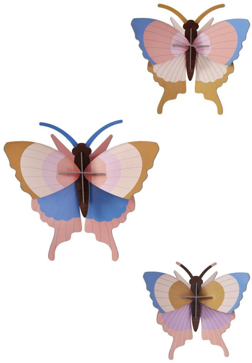 Set van 3 gele vlinders