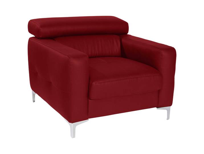 Livetastic Sessel, Rot, Metall, Echtleder, Rindleder, 99x78-92x106 cm, Made in EU, Wohnzimmer, Sessel, Sessel