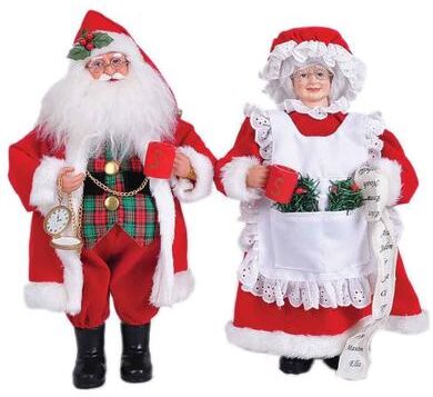 Santa's Workshop "15"" Mr and Mrs Claus, Set of 2 - Red"
