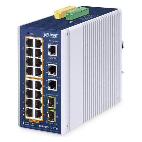 Planet Switch indus 16 Giga PoE +2 Giga + 2SFP L2/L4 320W (18 Ports) (IGS-4215-16P2T2S)